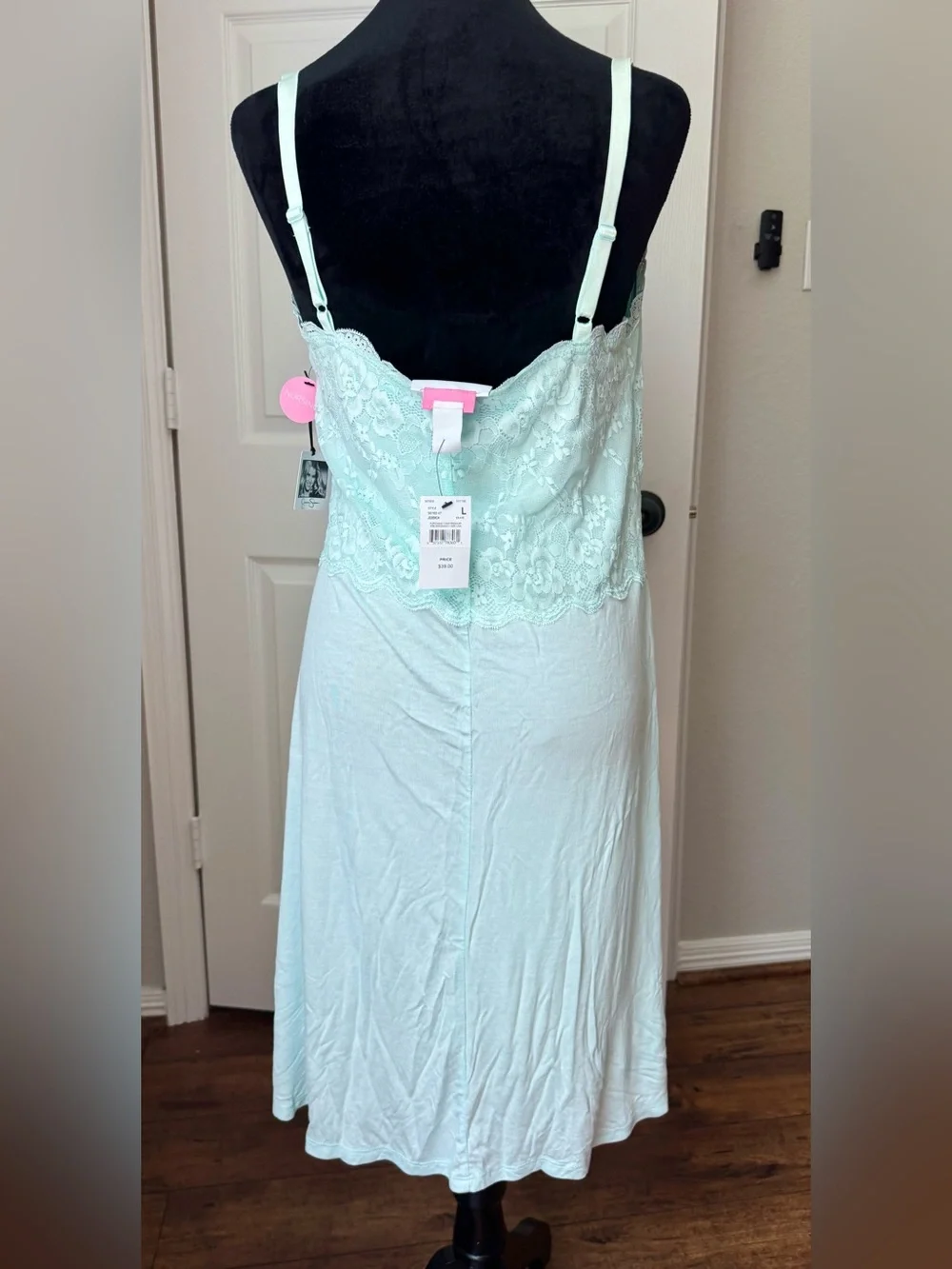 NWT Jessica Simpson Maternity Lace-Trim Sleep Chemise Light Green Mint Large